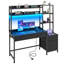  4-Drawer Computer Desk With LED Lights & Power Outlets-1118016659-1115845730