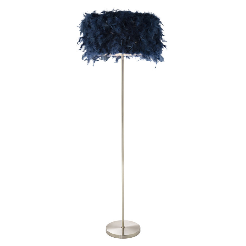 150cm Brushed Column Floor Lamp, Blue