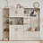 Multifunctional left-right combination hall cabinet (can be used separately) with storage and 4 hooks, storage cabinet/ hall tree 2 in 1 for living room, kitchen and hallway,antique Beige-954003220