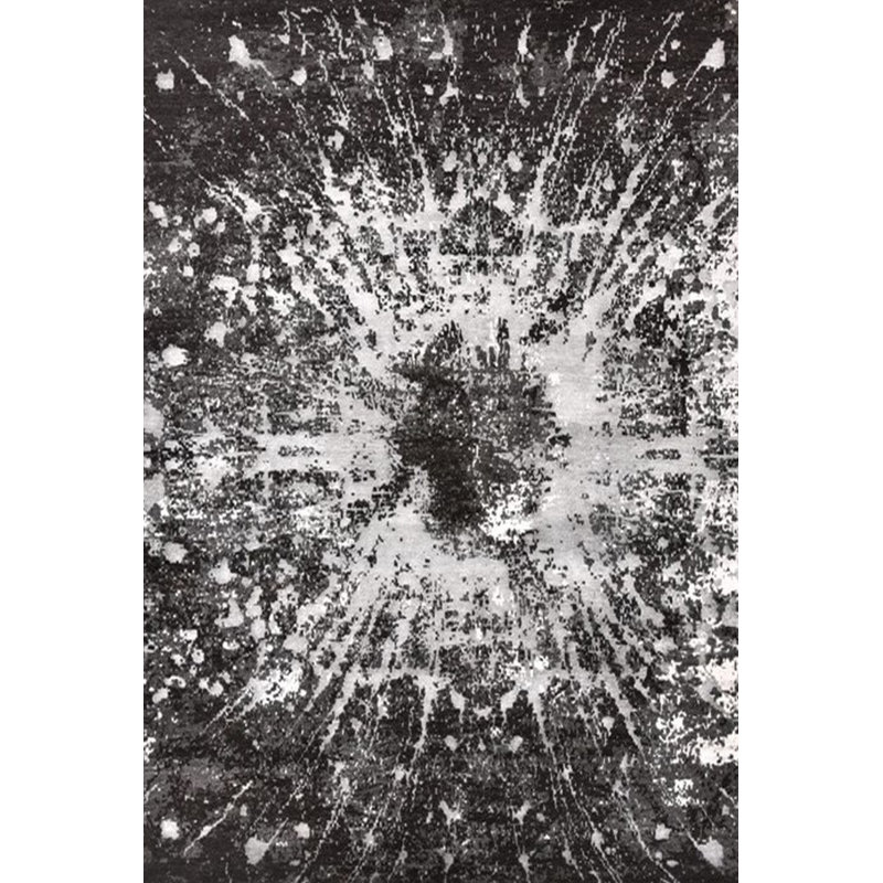 Tapis noir / blanc à motif abstrait Burtonsville, Rectangle 5 pi x 8 pi