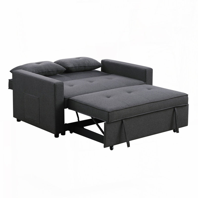 Causeuse convertible en lin avec poche latérale