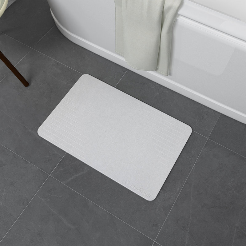 15.35 In. X 23.62 In. Stone Bath Mat, Super Absorbent Quick-Drying Diatomaceous Earth Bath Mat, Grayish White