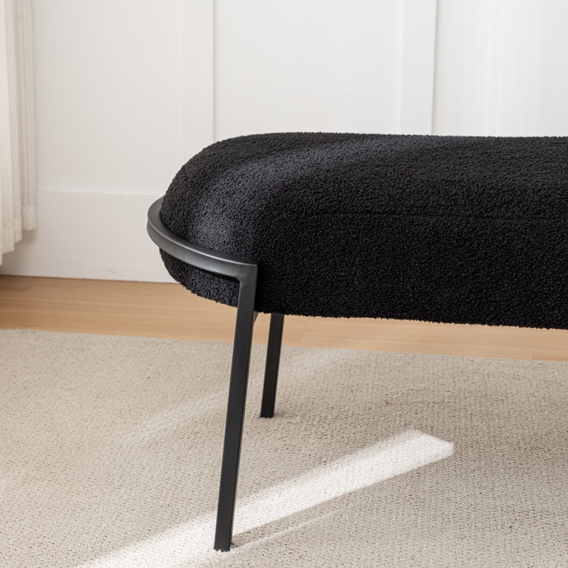 Banc rembourré Janeesha Boucle, Noir