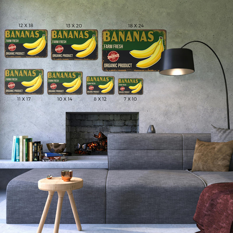 Enseigne Bananas Farm Fresh (paquet de 2) 7 po x 10 po