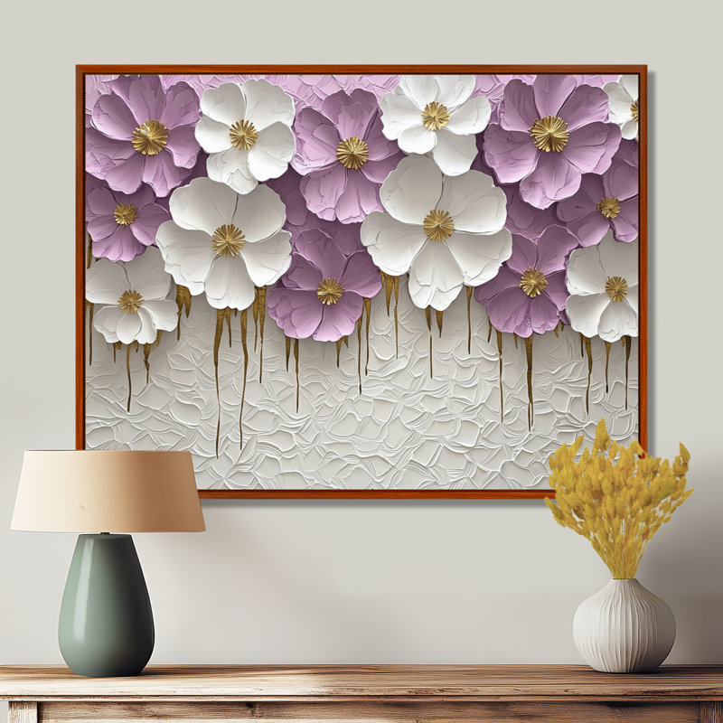 Iftach Widlflowers, fleurs de lavande crémeuses à l'état sauvage - Art mural grand fleurs sauvages, H 30 po x l 40 po, Brun