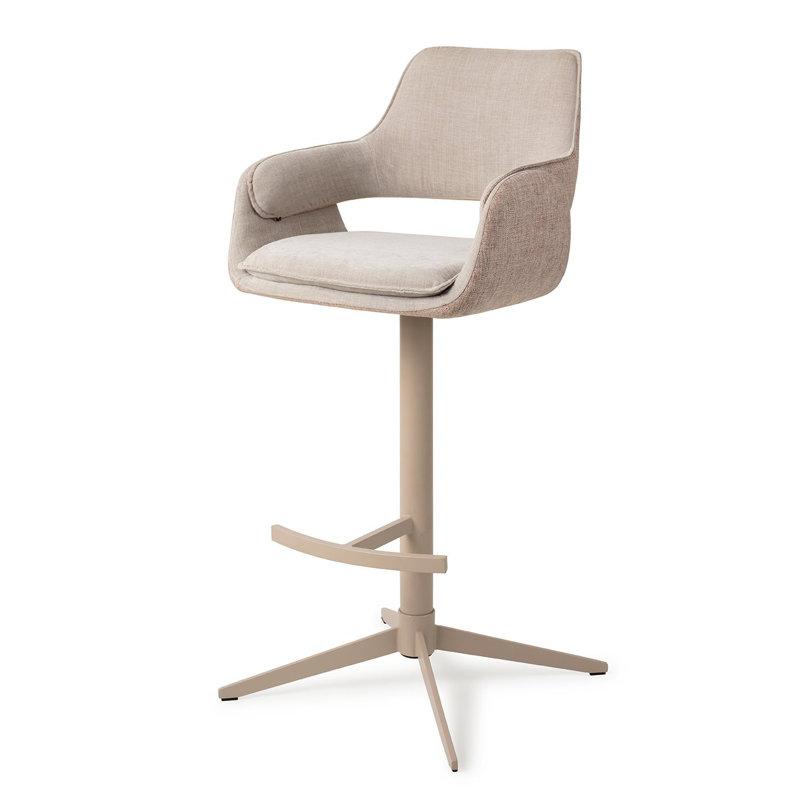 Natsuki Upholstered Bar Stool, Beige/Brown, 75cm