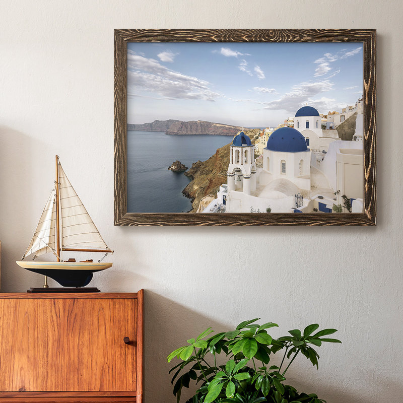 Santorini View, reproduction d'art sur toile, Noyer, H 28 po x l 42 po x P 1,5 po