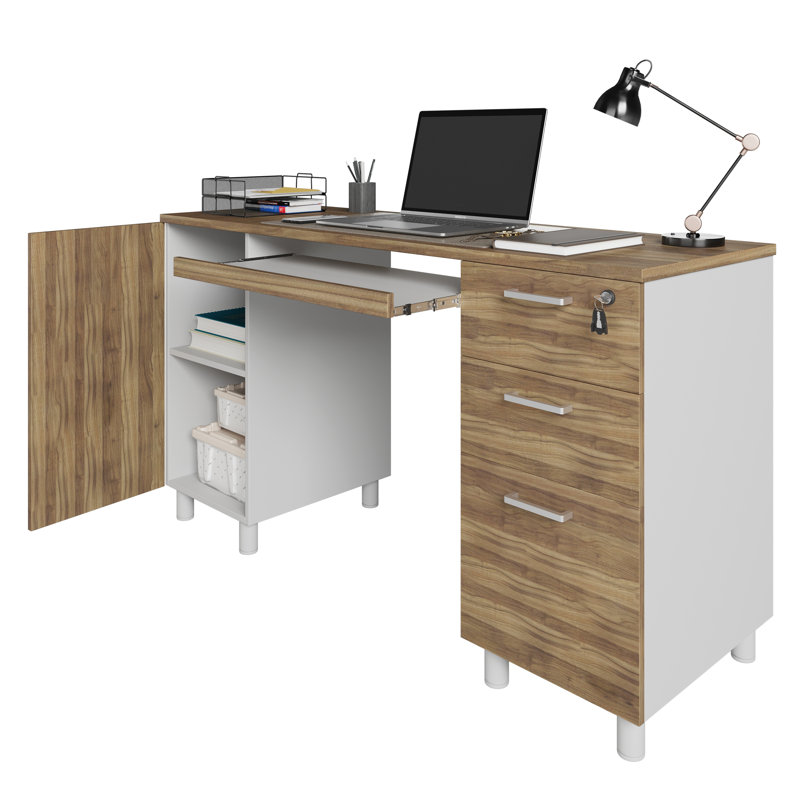 Alpheratz Computer Desk, Cass Walnut/White