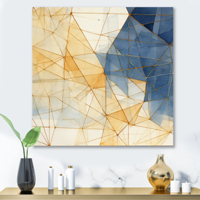 Minimalist Blue and Gold II - Abstract Shapes Metal Wall Decor