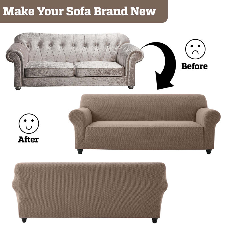 Luxury Stretchable Spandex Sofa Cover/Protector, 4 Seater, Coffee