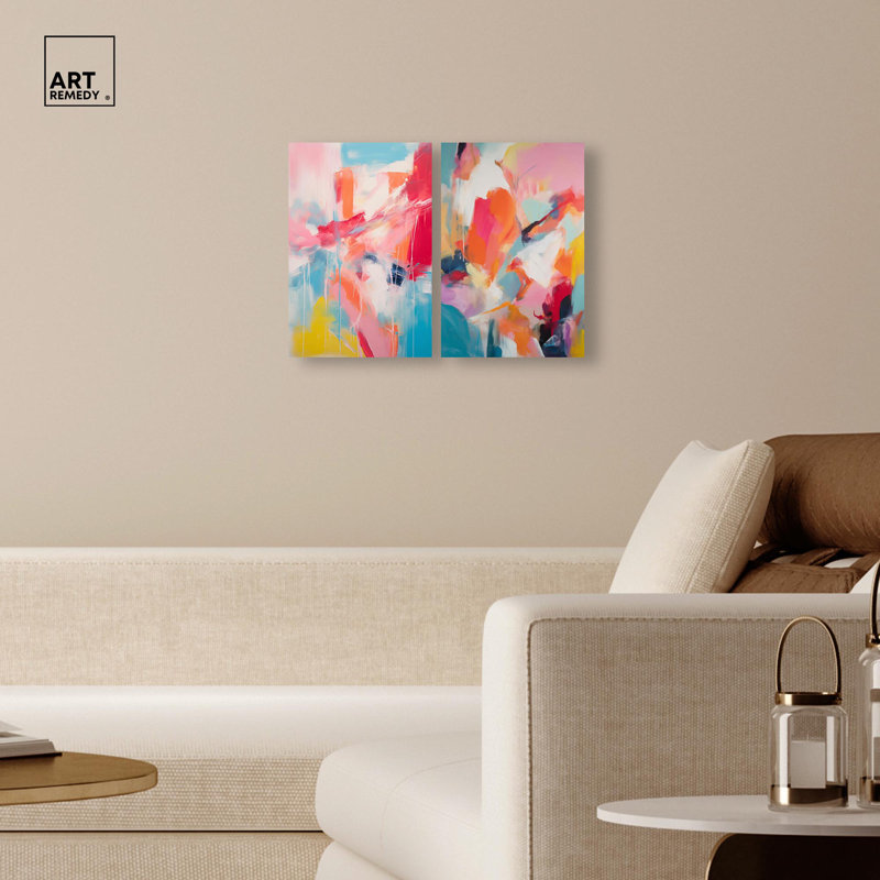 «Abstract Sober Set», ensemble de 2 œuvres d'art minimalistes par Art Remedy, H 15 po x l 10 po, Toile tendue