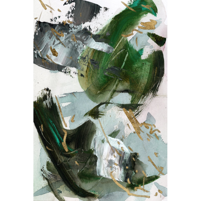 Émeraude foncée I, H 18 po x l 12 po, Toile encadrée, Noir