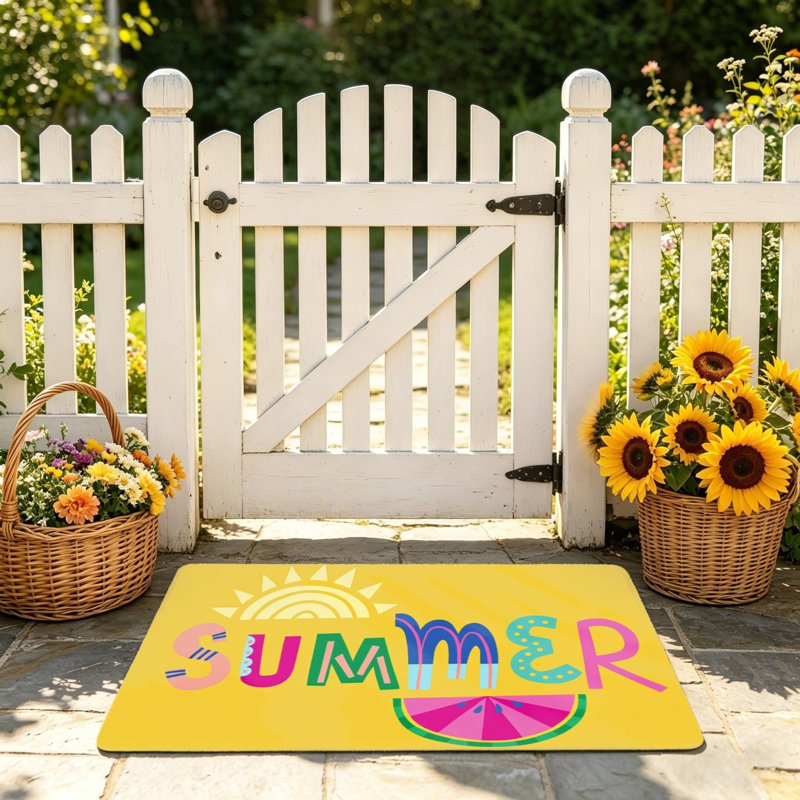 Tapis jaune multicolore 24 po x 36 po Bright Summer