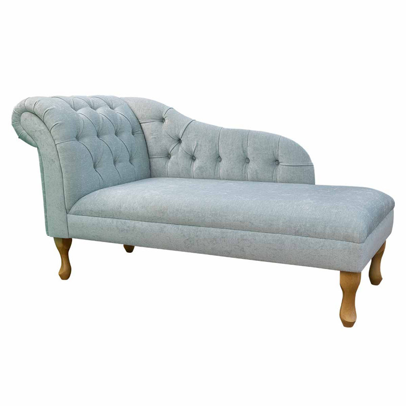 Upholstered Chaise Lounge, Light Oak