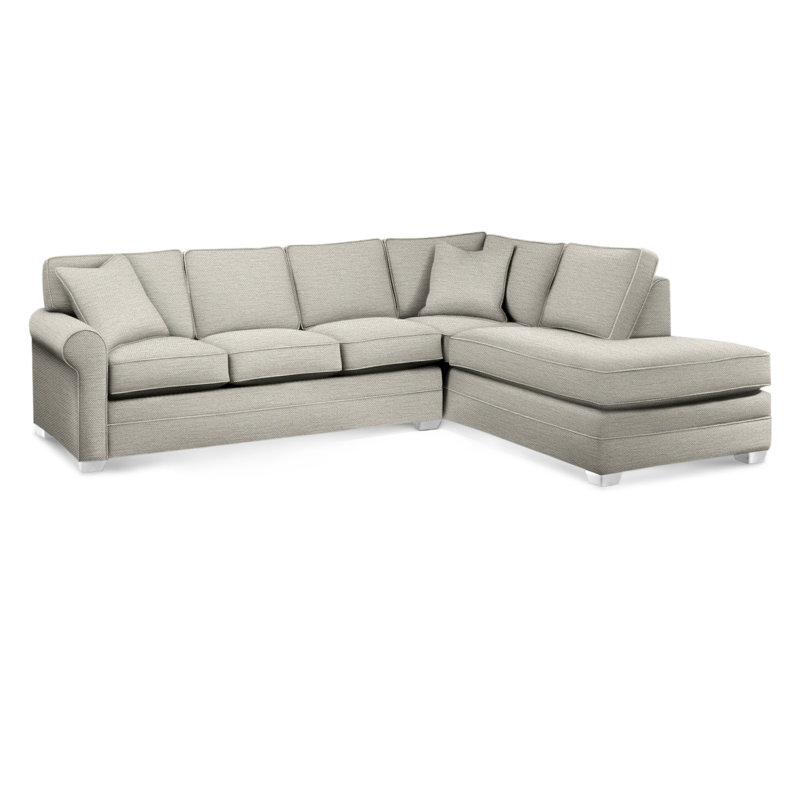 Bedford Upholstered Sectional, Frost White Finish, White Performance Fabric; 0851-94, Right Hand Facing