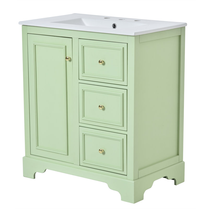 Meuble-lavabo 30 po avec comptoir en céramique, Vert
