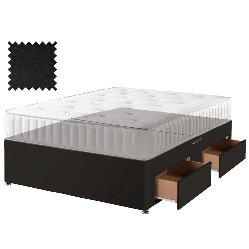 Divan Bed Base with options for Drawers - Crib 5 Certified, Small Double (4'), Black, 2