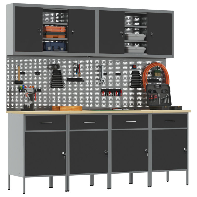Work Cabinet with Drawer, Black