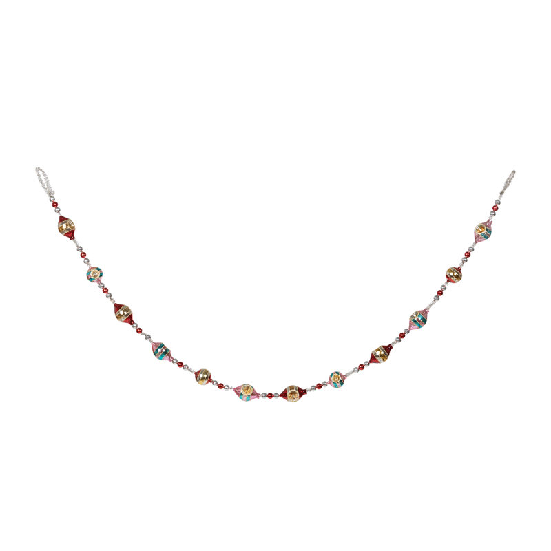 Retro Tinsel and Glass Finial Garland, 70 in.
