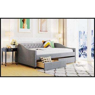 Upholstered Daybed With Two Drawers