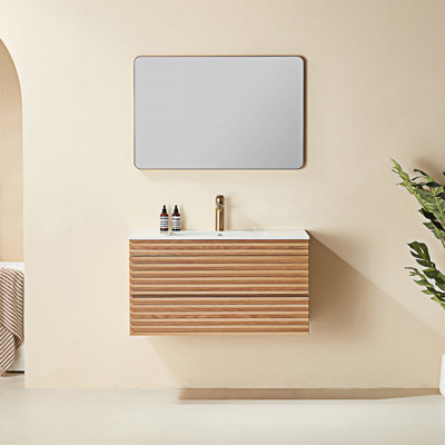 Meuble-lavabo mural simple avec lavabo en céramique