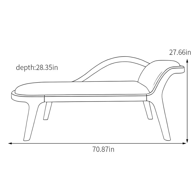 Chaise longue en bois massif, Orienté à droite