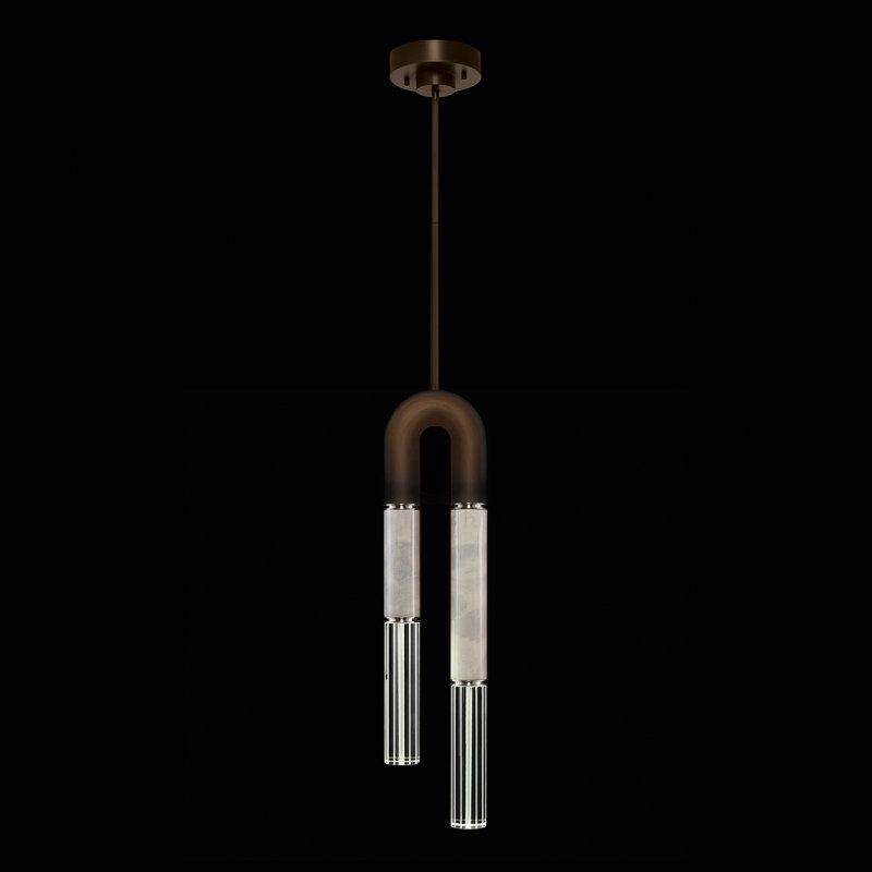 Luminaire suspendu rond 7 po Antonia, Bronze / nickel / fumée