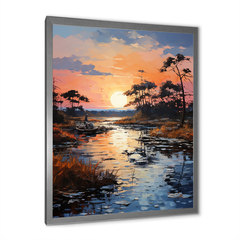 «Peach River Sapphire Serenity I», reproduction sur toile, H 44 po x l 34 po x P 1,5 po, Cadre photo argenté