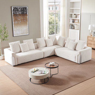 127.4” Wide L Shaped Sectional Sofa Couch Right Hand Facing