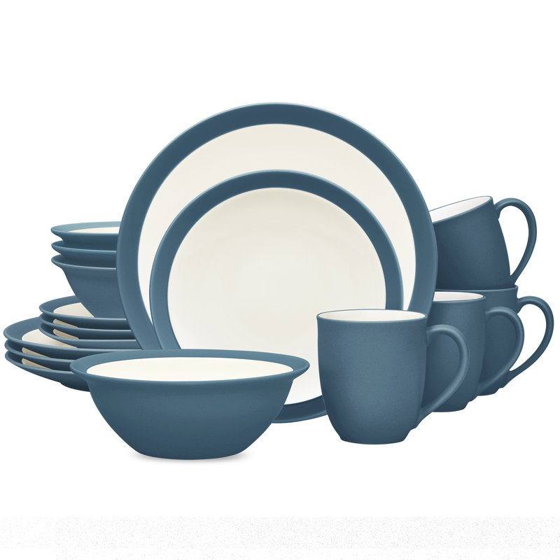 Noritake Colorwave 16-Piece Curve Dinnerware Set, Service for 4, Blue
