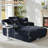 66" Oversized Chaise Lounge Chair Indoor - Boneless Lounge Chair with 2 Cup Holders and 2 Storage Pockets, Deep Seat Reading Chairs for Living Room, Bedroom, Apartment, Office (Single, Pink)-192623006