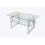 Table basse rectangulaire avec plateau en verre et tablette