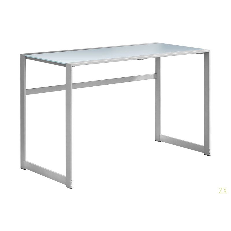Computer Desk, Home Office, Laptop, 48"L, Work, Frosted  Tempered Glass,  Metal, Contemporary, Modern