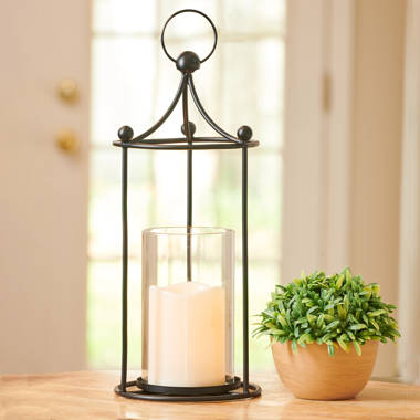 Northlight 9 LED Battery Operated Black Lantern with Flameless Candle