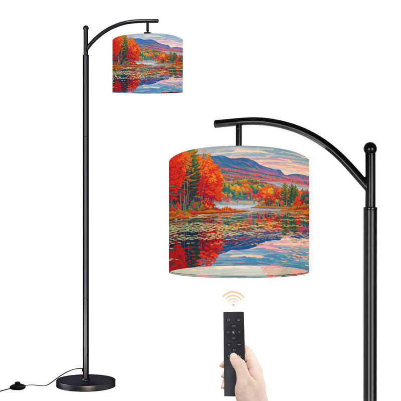 Lampe sur pied à arc avec abat-jour réglable Monadnock Autumn Beautiful Landscape Lampe sur pied 3 températures de couleur à intensité variable avec poteau pour la chambre à coucher