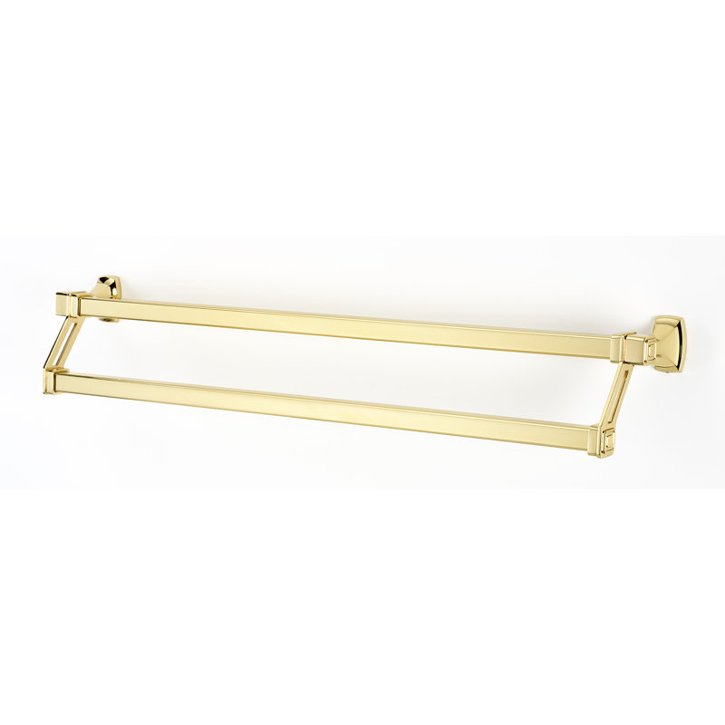 Cube Double Towel Bar, Polished Brass