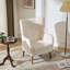 Chaise d'appoint rembourrée en laine Teddy, fauteuil confortable avec pieds en bois de bouleau