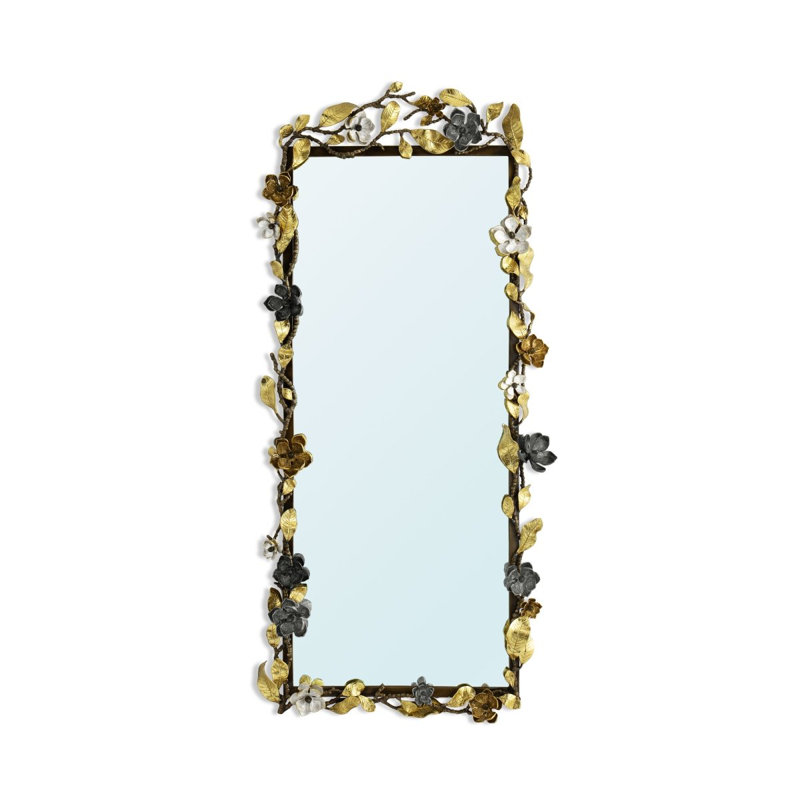 Vintage Bloom Rectangle Brass Mirror
