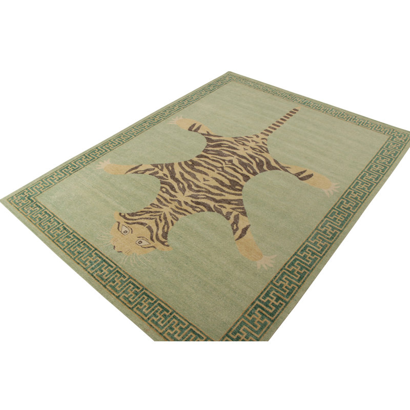 Distressed Homage Handmade Kilim Wool Animal Print Area Rug, Rectangle 6' x 9'