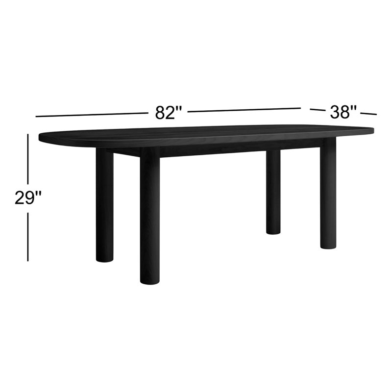 Table de salle à manger Good Times, Bois de frêne noir, L 38 po x L 82 po
