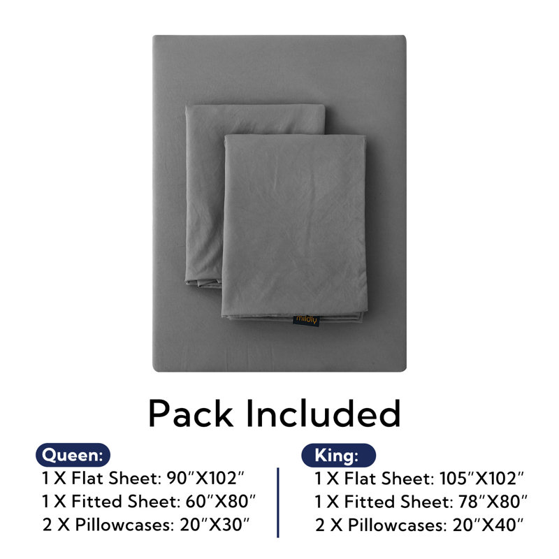 Ensemble de draps Solayne 1800 Series, gris, Ensemble de draps pour grand lit + 3 pièces suppl