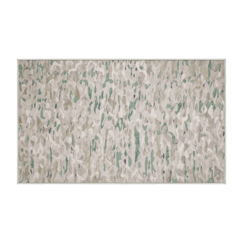 Machine Washable Beige Area Rug, Rectangle 5' x 7'