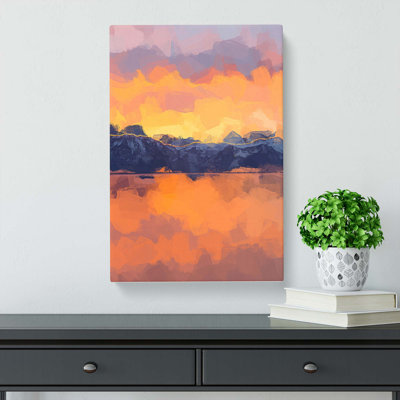 Sunshine Over The Mountains In Abstract - Wrapped Canvas