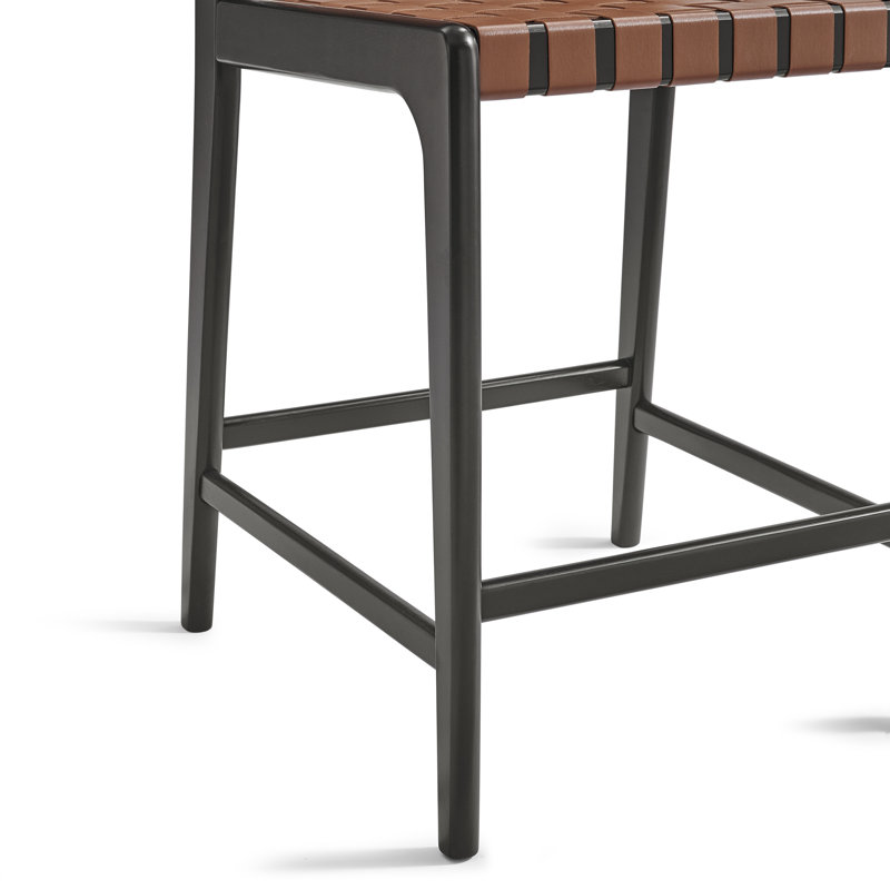 Vista Modern Faux Leather Counter Stools With Wooden Legs, Set Of 2