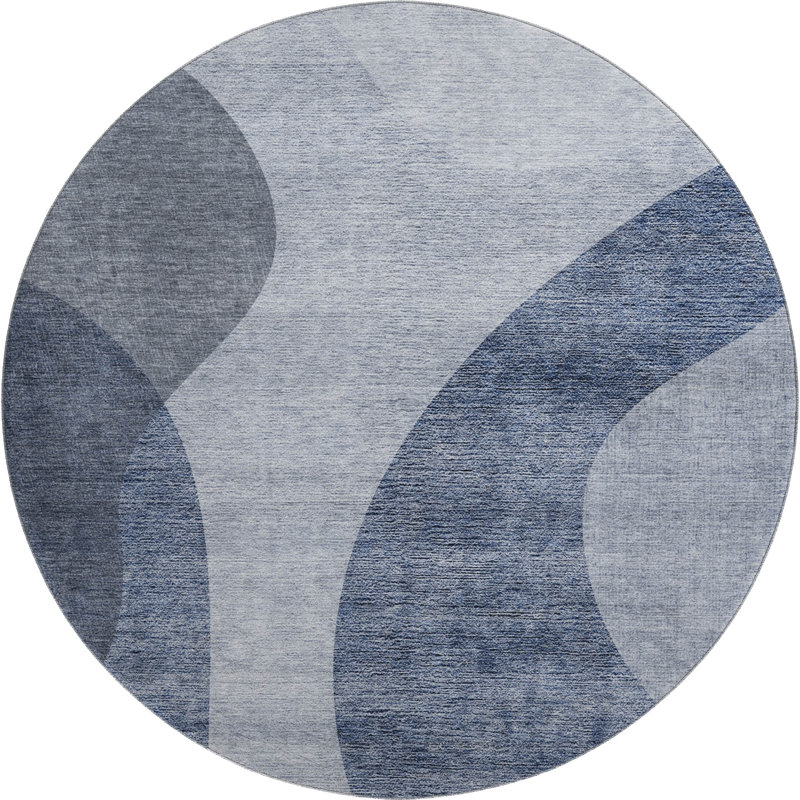 Premium Machine Washable Arnette Blue Rug, Round 8'