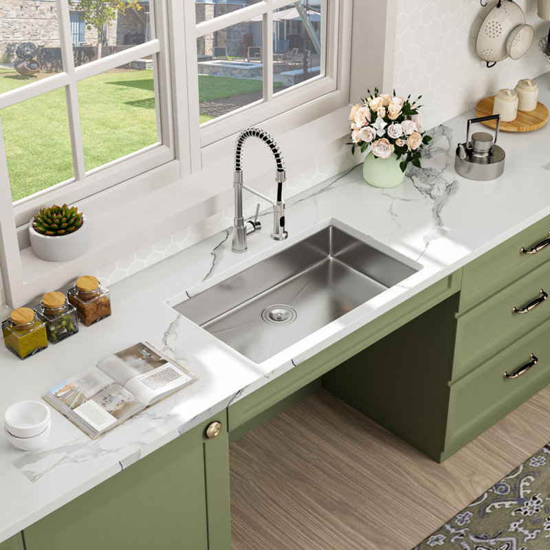 30"L x 18"W ADA Undermount Kitchen Sink 16G Stainless Steel Single Bowl Kitchen Sink with Accessories, 30"L x 18"W 