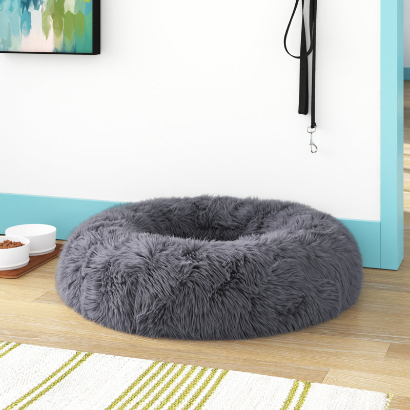 Albury Calming Round Donut Plush Dog Cuddler Bed, 120cm W x 120cm D, Slate Grey