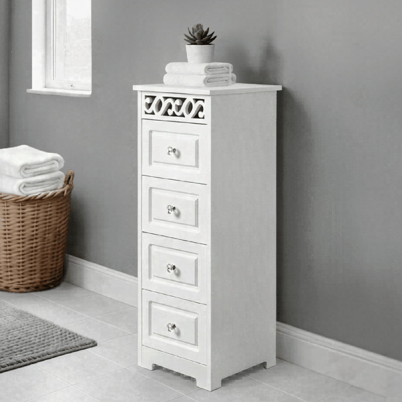 Chamberlain 4 Drawer Storage Cabinet with Crystal-Style Handles