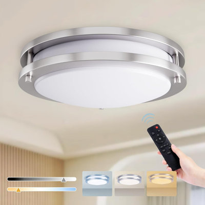 Plafonnier à DEL Kalium avec télécommande pour chambre à coucher (paquet de 2 argent, 11 pouces)
