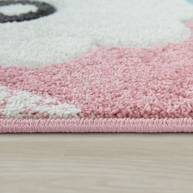Tapis pour bébé et enfants Barela, Rectangle 3 pi 11 po x 5 pi 7 po, Rose